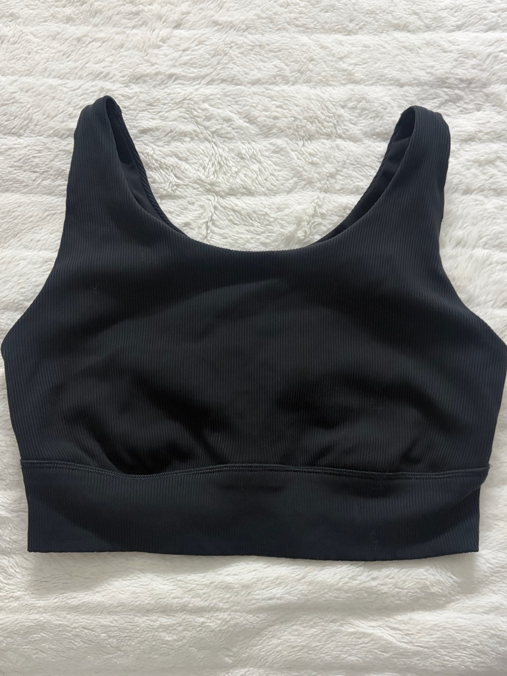aerie Black Ribbed Scoop Bralette